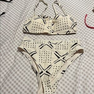 Aerie Cream and Black Bikini Set